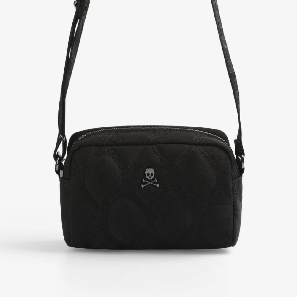 Scalpers Nylon Small Messenger Crossbody Camera Bag Black
